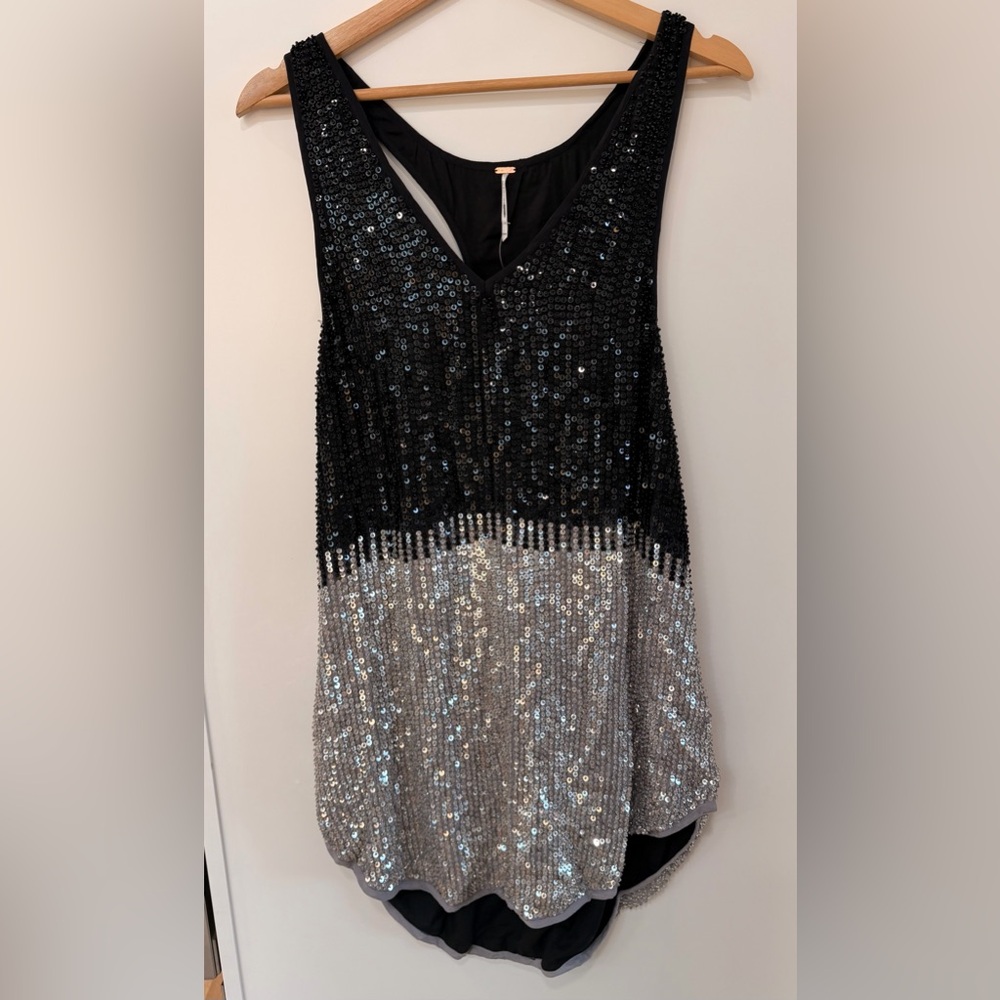 Free People Black and Silver Sequin Dress